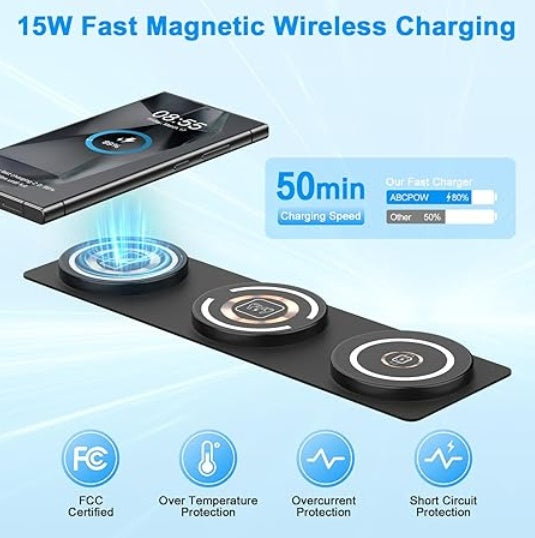 Wireless Charger For Phone, Watch & Earbuds